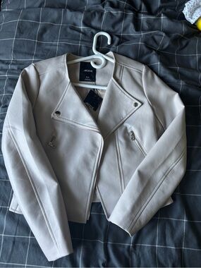 Ardene Light Taupe Faux Leather Moto Jacket